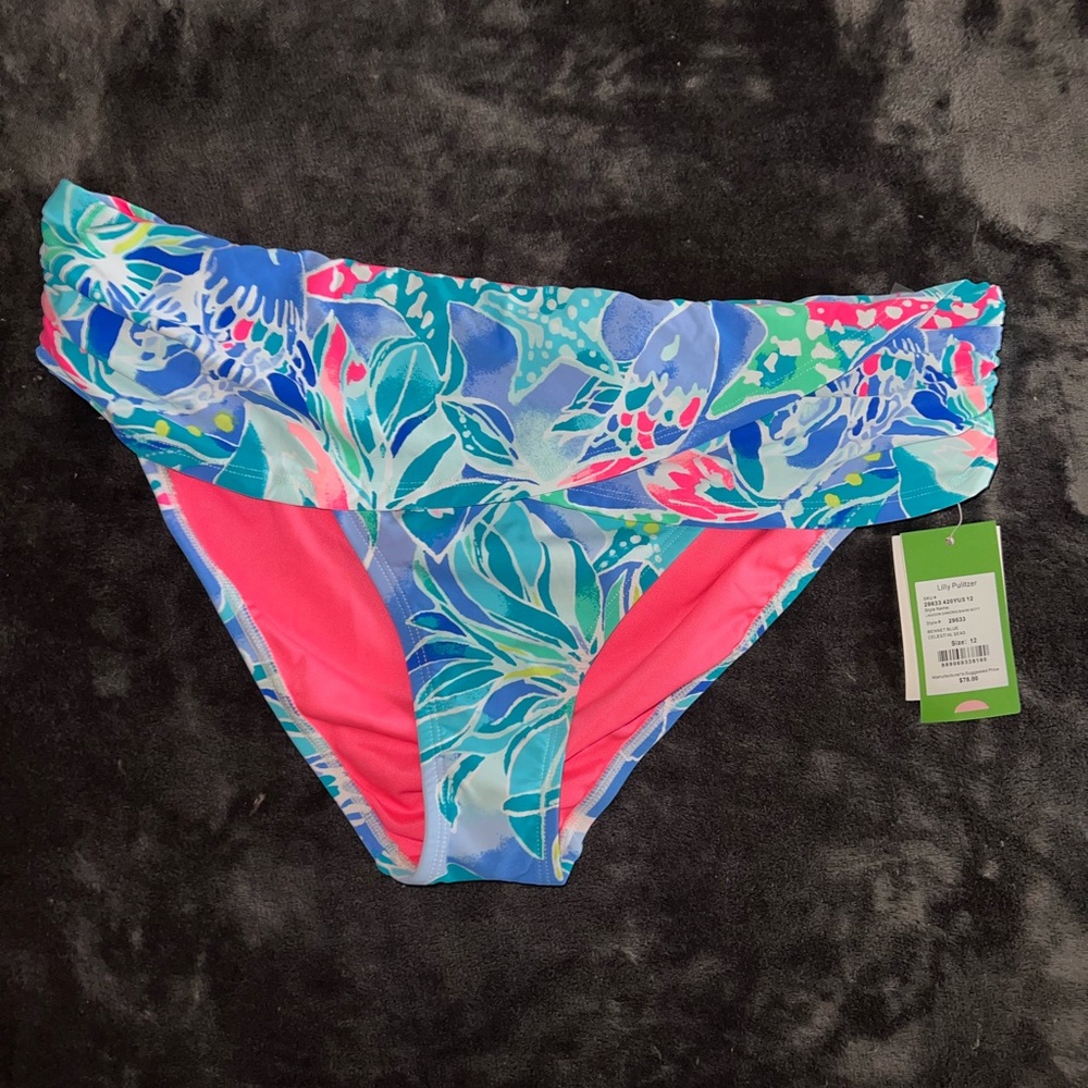 Lilly Pulitzer Lagoon Sarong Bikini Bottom in Bennet Blue Celestial Seas Size 12